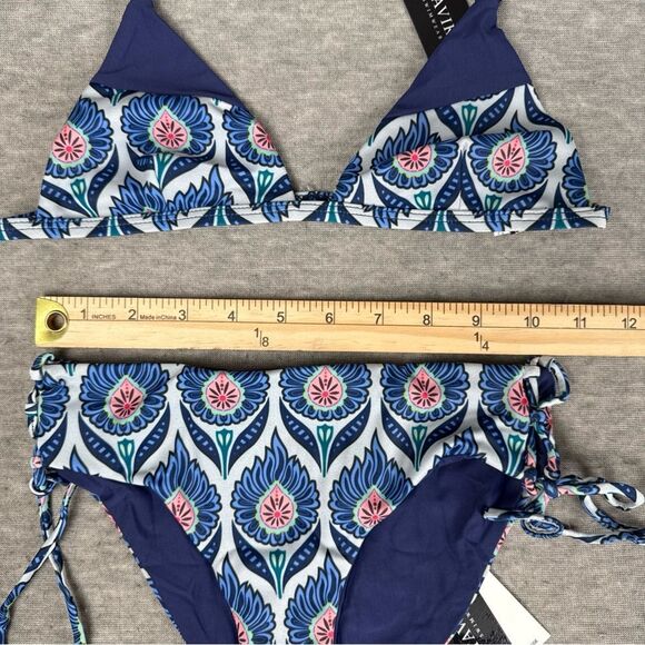 Tavik Reversible Coco Scoop Neck Bikini Women's Navy Blue Polyester Swimwear XS - Picture 2 of 3